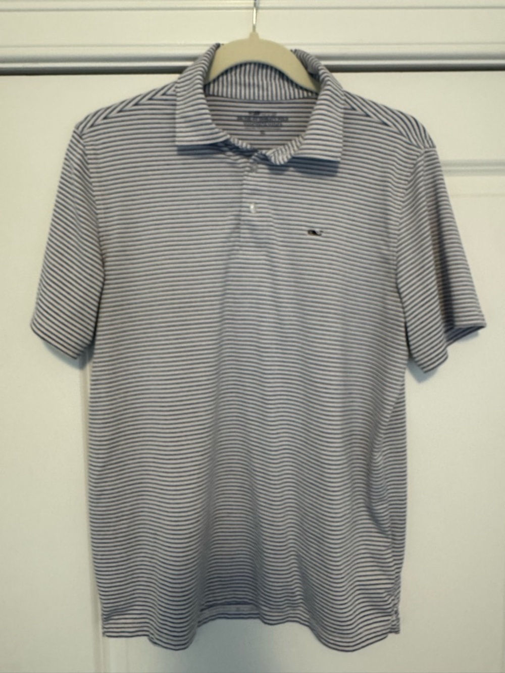 Vineyard Vines Boys Blue and White Striped Sankaty Polo